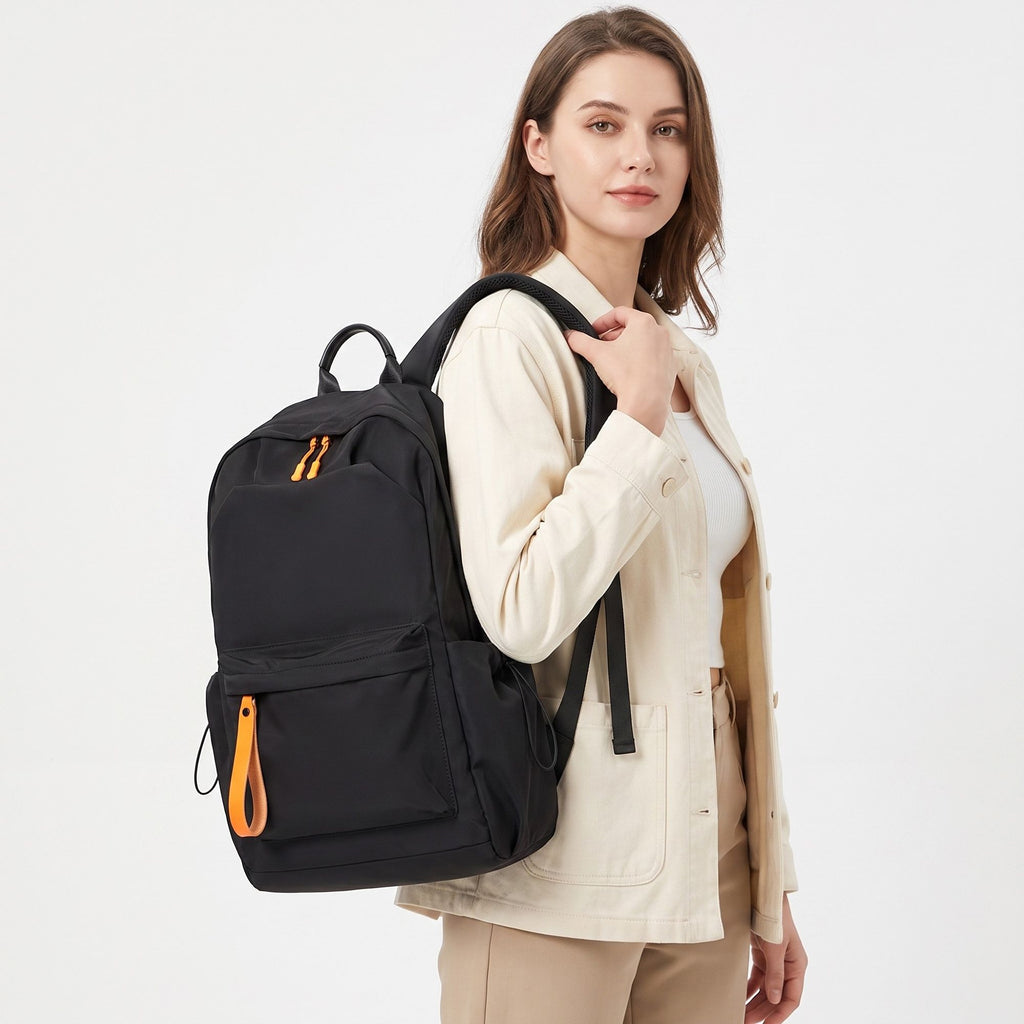 Everyday Backpack with Front Zip Pocket Side Pockets Adjustable Straps Top Hle