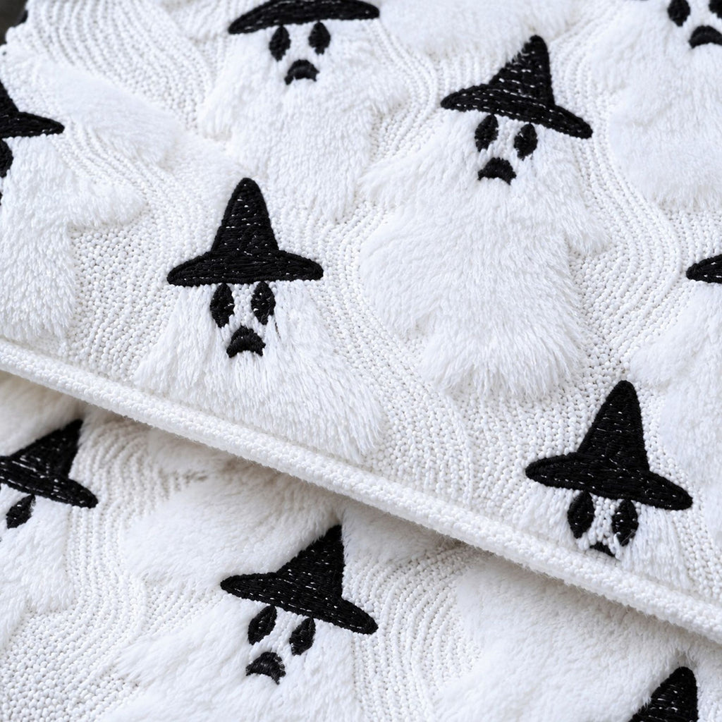 Halloween Tufted Ghost Throw Pillow Cover for Couch Bed and Chair