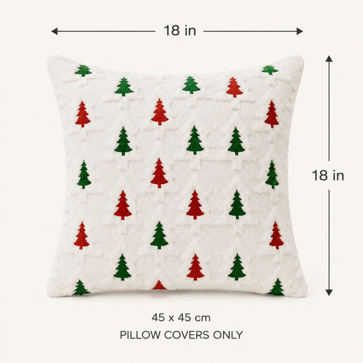 2 Pack Christmas Tree Pom Pom Decorative Throw Pillow Covers