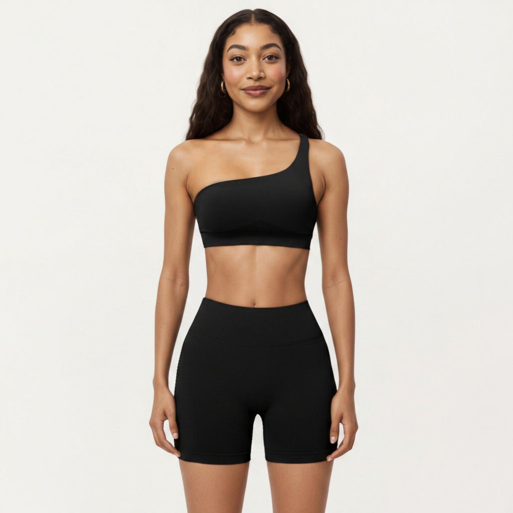 Anna-Kaci Active Women's One Shoulder Sports Bra with Asymmetric Strap and Smooth Stretch Fit