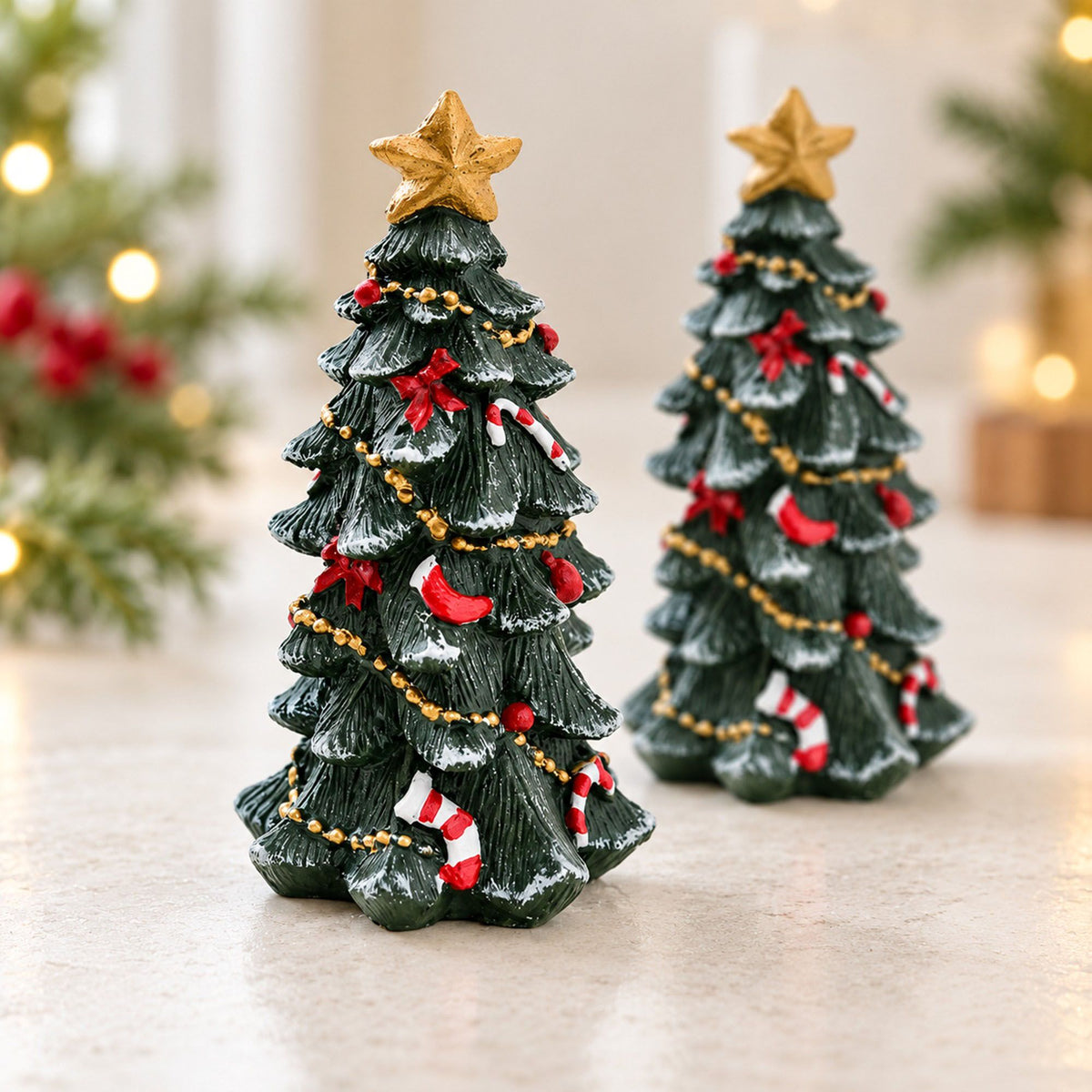 Mini Resin Christmas Tree Tabletop Holiday Decoration