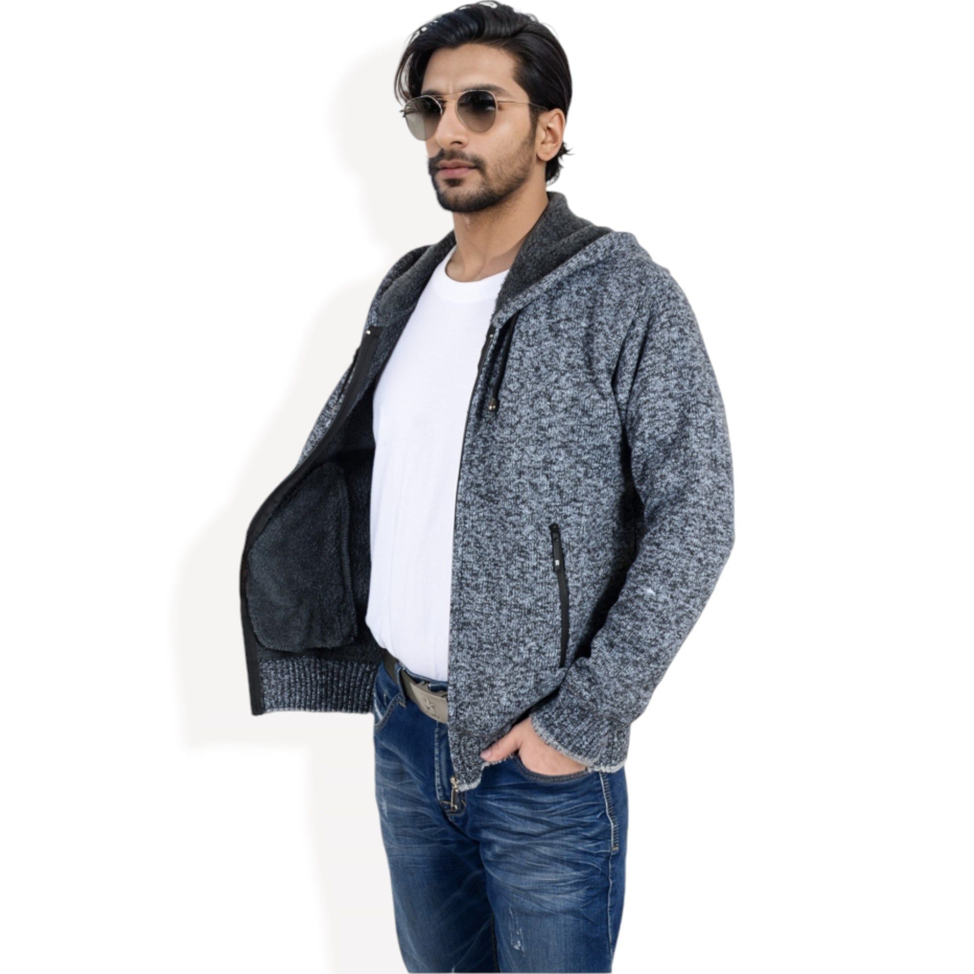 Anna-Kaci Men's Zip-Up Hooded Fleece Jacket with Adjustable Drawstrings and Front Pockets
