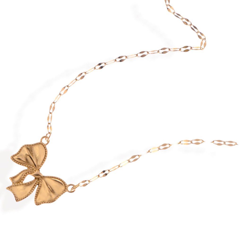 Women's Gold Tone Bow Pendant Fashion Necklace on Delicate Chain