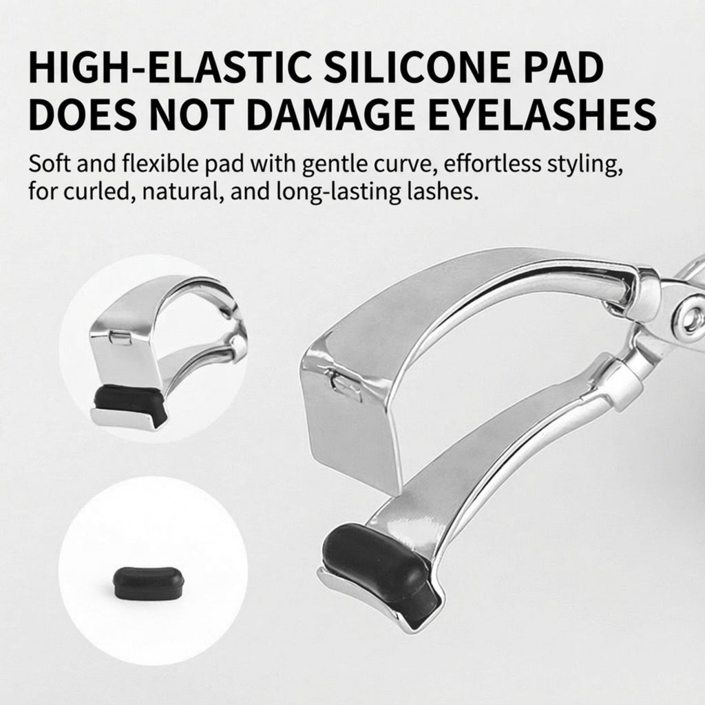 Classic Metal Eyelash Curler 2 Piece Set with Curved Lash Frame for Smooth Natural Lift