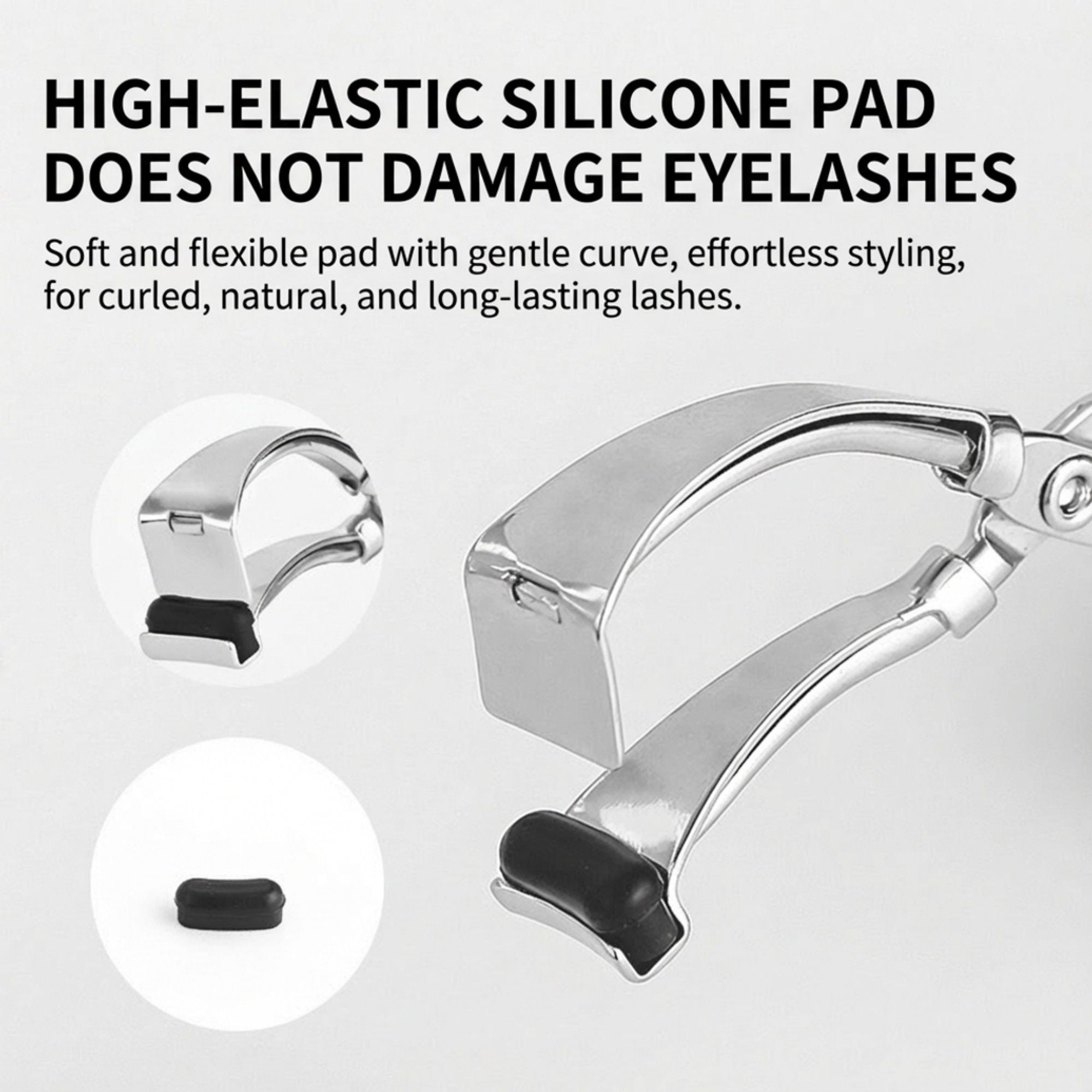 Classic Metal Eyelash Curler 2 Piece Set with Curved Lash Frame for Smooth Natural Lift