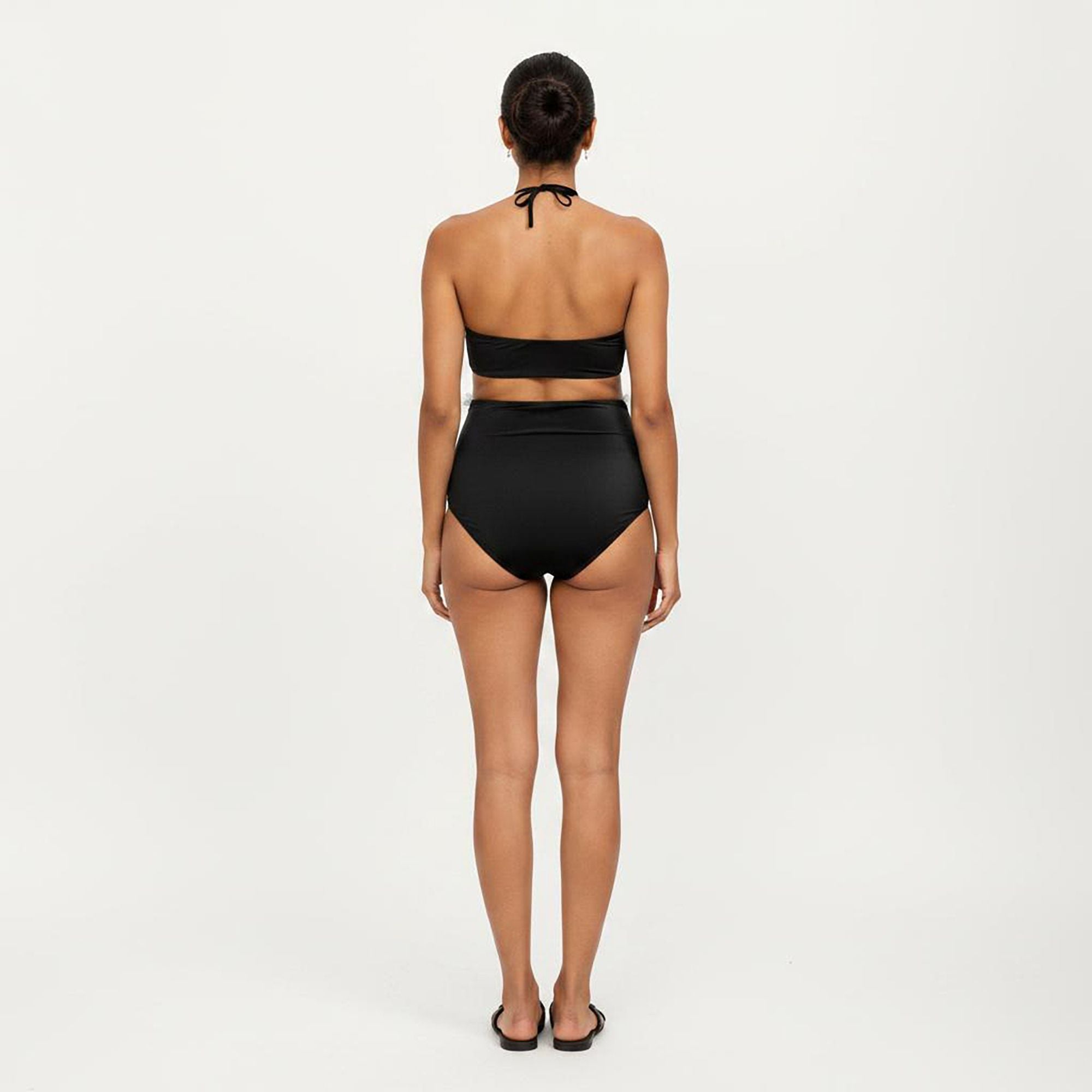 Anna-Kaci Swim Women's Maternity Bandeau Two-piece Swimsuit with Floral Trim and High-Waisted Bottom