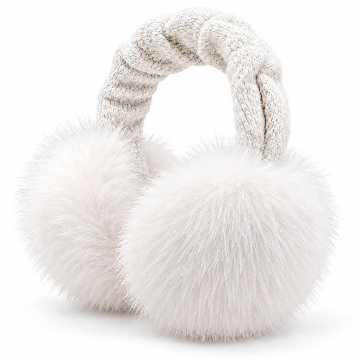 Cable Knit Foldable Winter Earmuffs with Plush Ear Covers