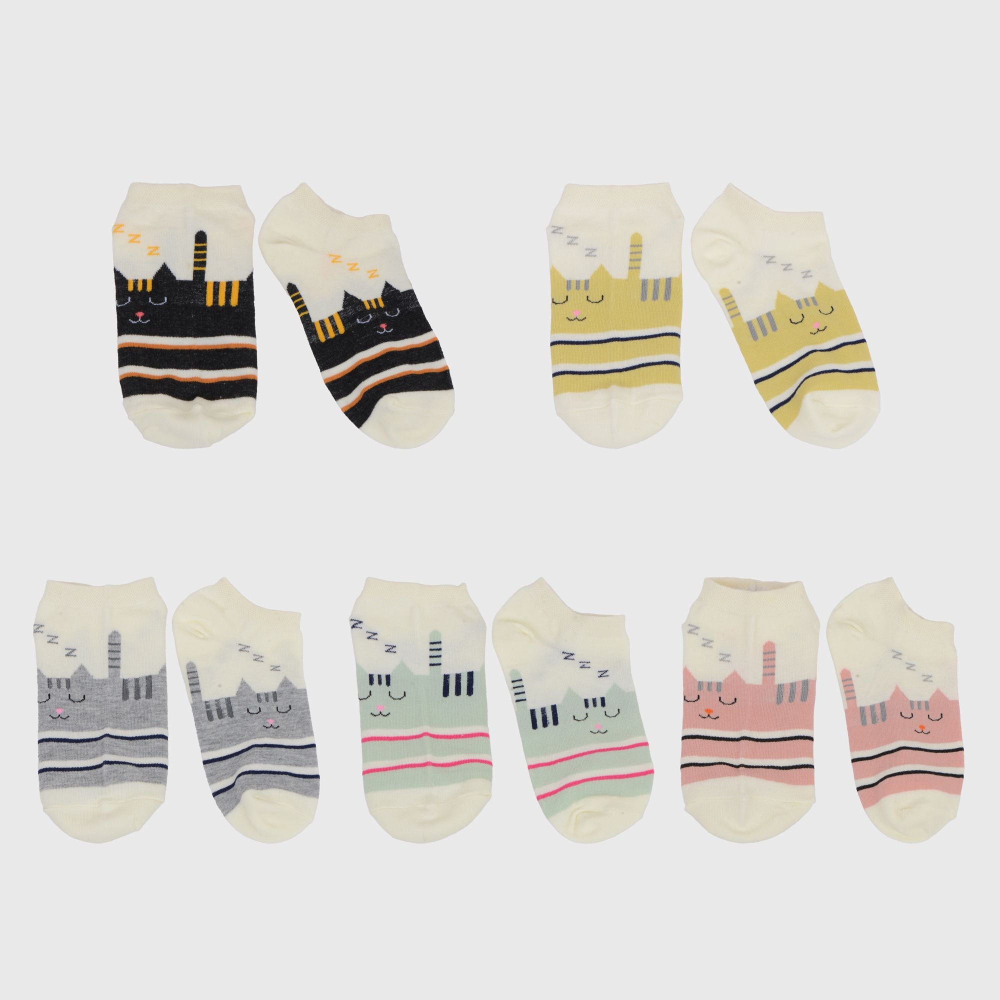 Anna-Kaci Adorable Cat - Print No Show Socks Soft for Casual 5Pk