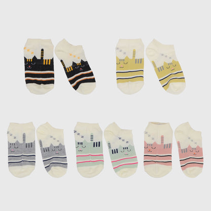 Anna-Kaci Adorable Cat - Print No Show Socks Soft for Casual 5Pk