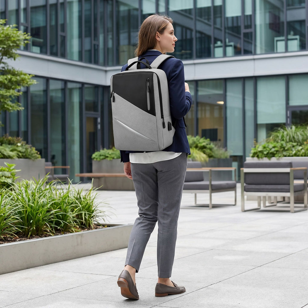 Laptop Backpack with Padded Compartment Reflective Trim USB Port and Multiple Storage Pockets