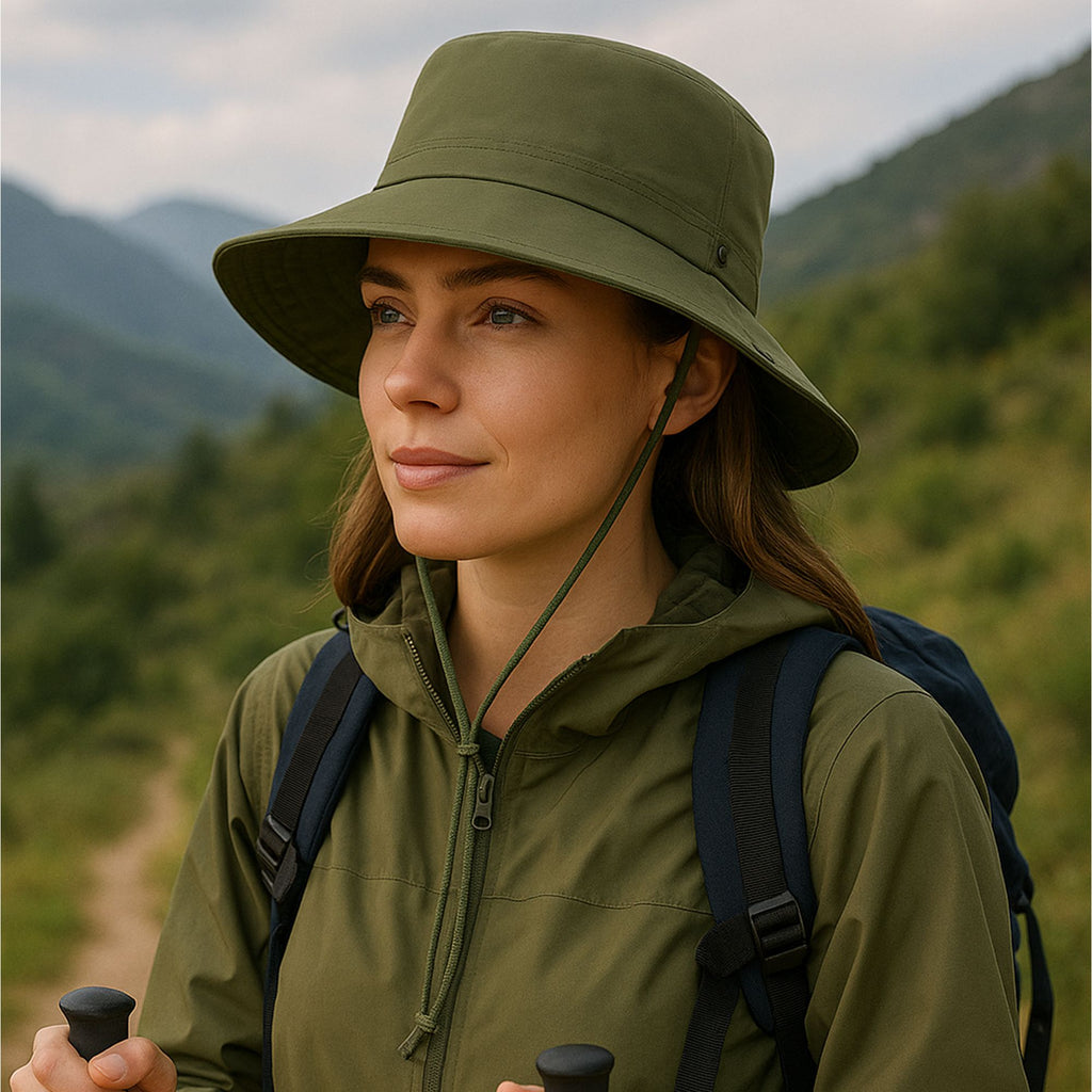 Anna-Kaci Foldable Wide Brim Bucket Hat with Chin Strap for Sun Protection and Outdoor Hiking Travel Beach Adventures