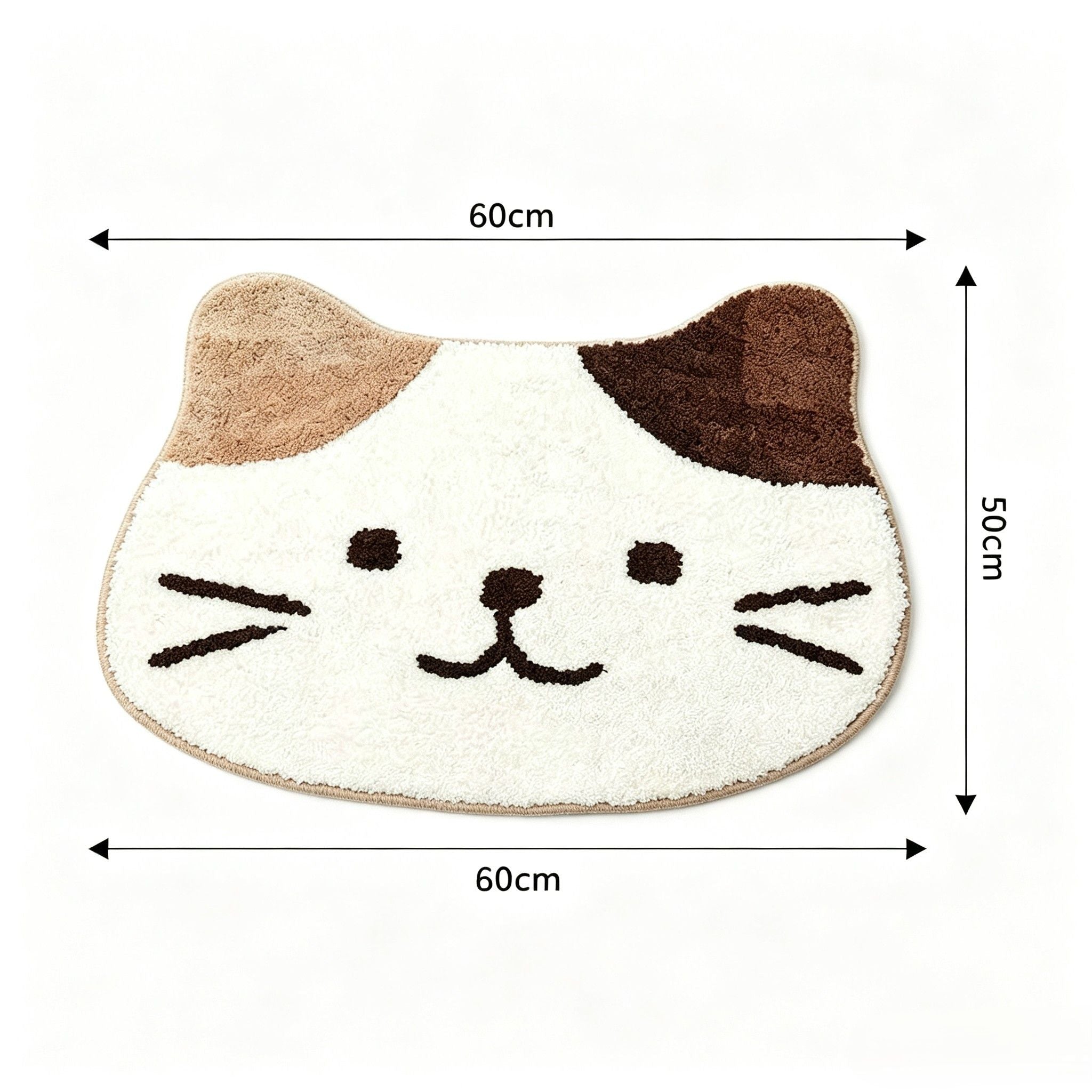 Cute Cat Head Shaped Bathroom Floor Mat Soft Water Absorbent with Anti-Slip Base
