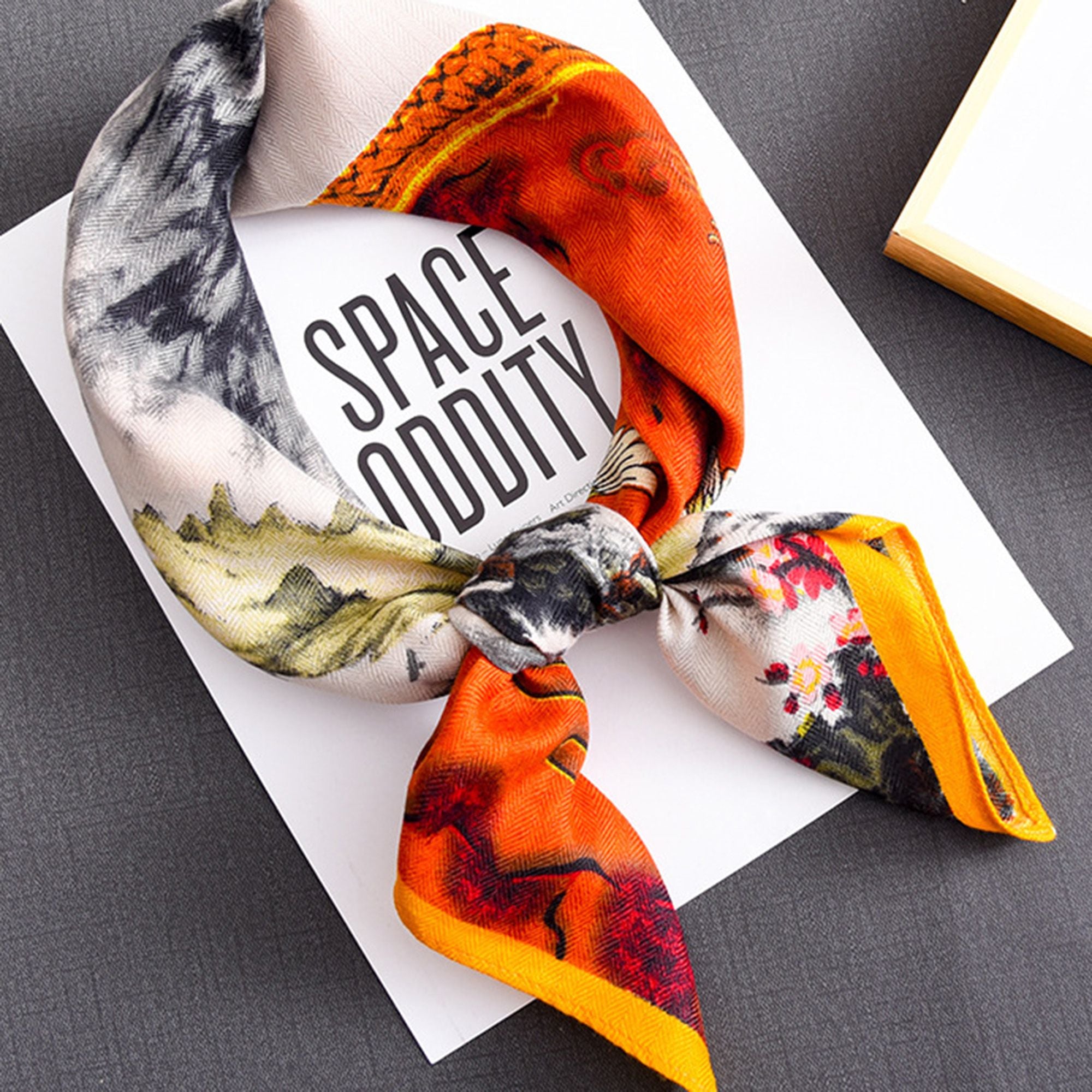 Anna-Kaci Women's Scenic Landscape Print Square Scarf with Soft Silky Fabric Lightweight Versatile Neck and Hair Accessory