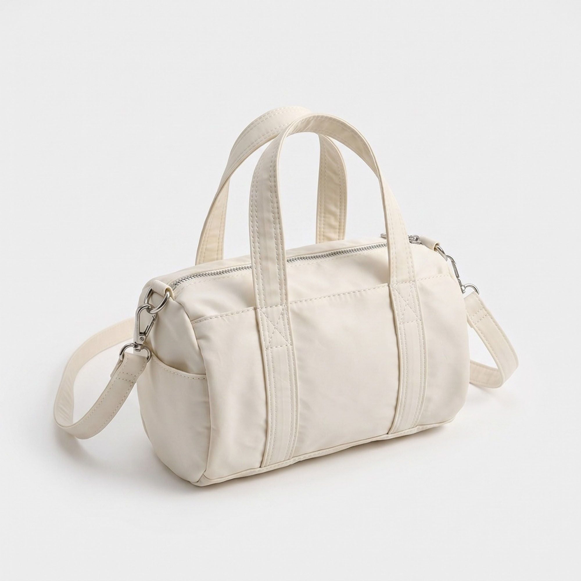 Mini Barrel Satchel Bag with Detachable Crossbody Strap
