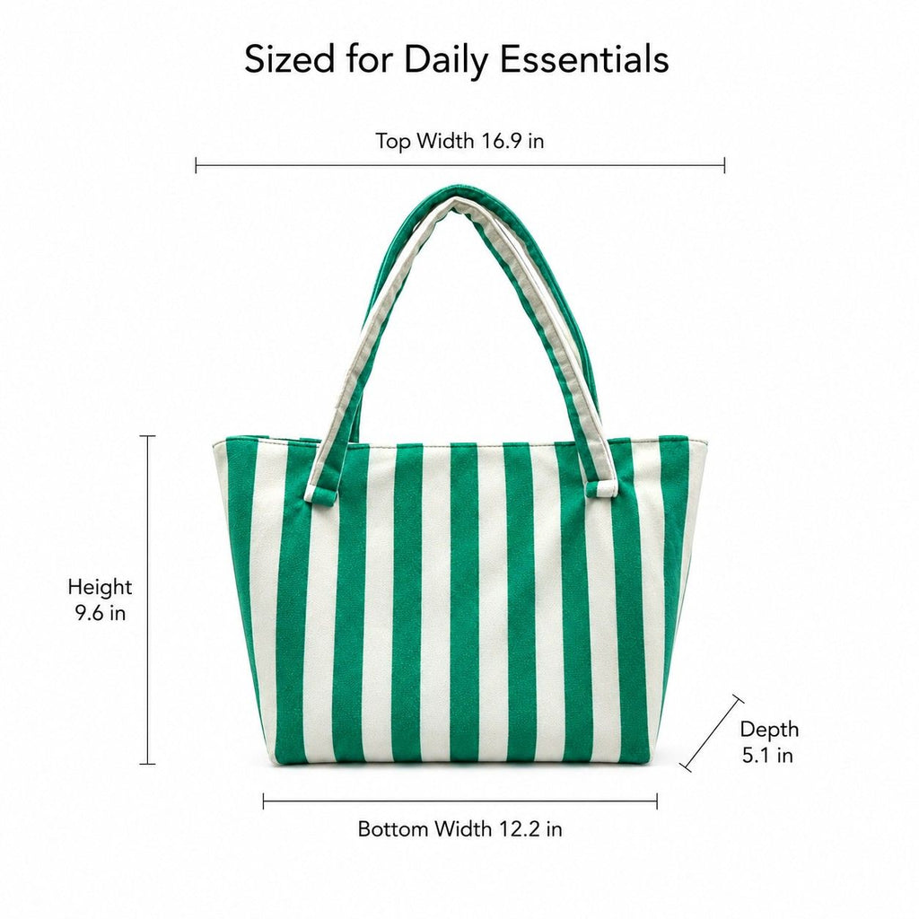 Striped Terry Cloth Tote Bag Roomy Beach and Travel Shoulder Carryall