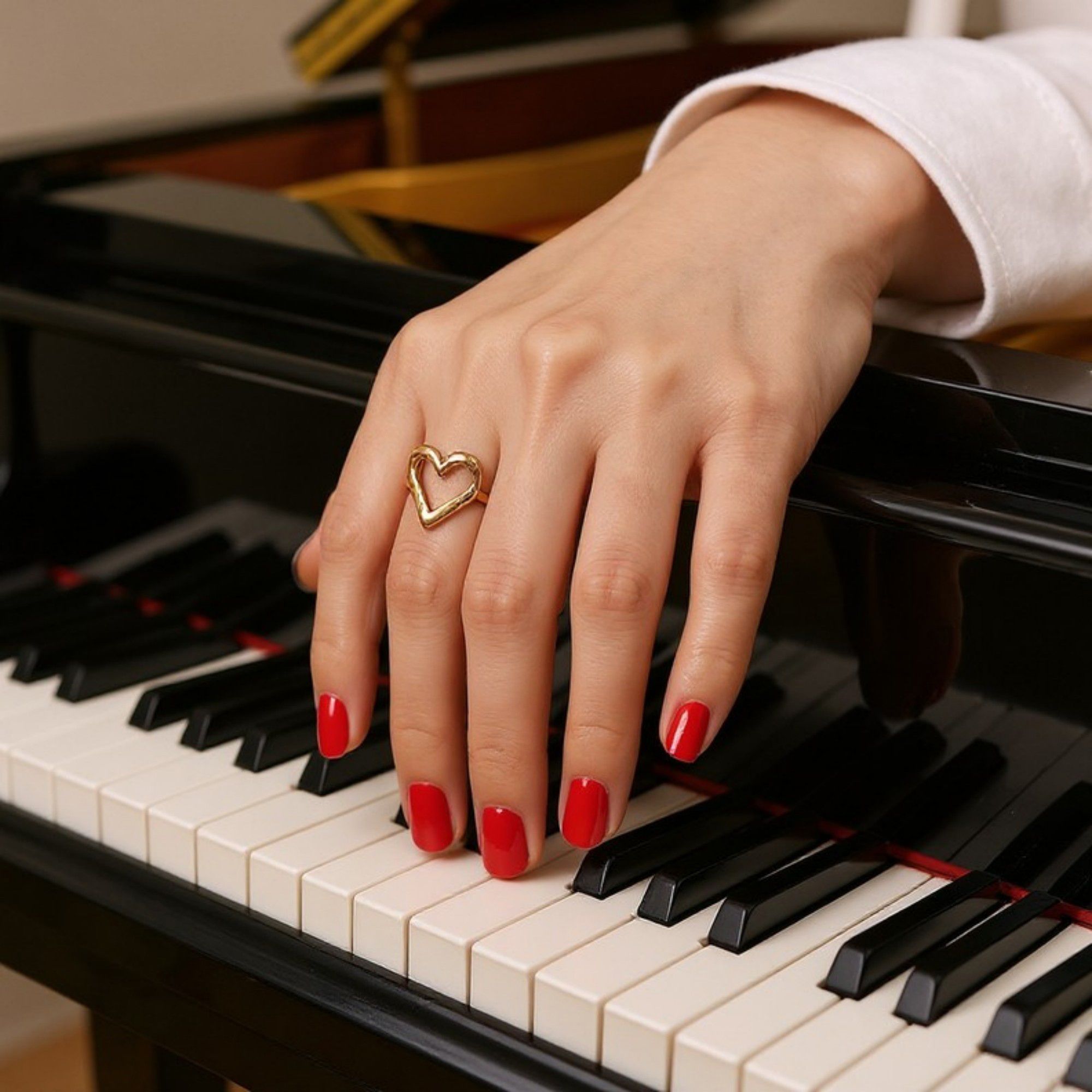 Open Heart Statement Ring with Sculpted Smooth Finish