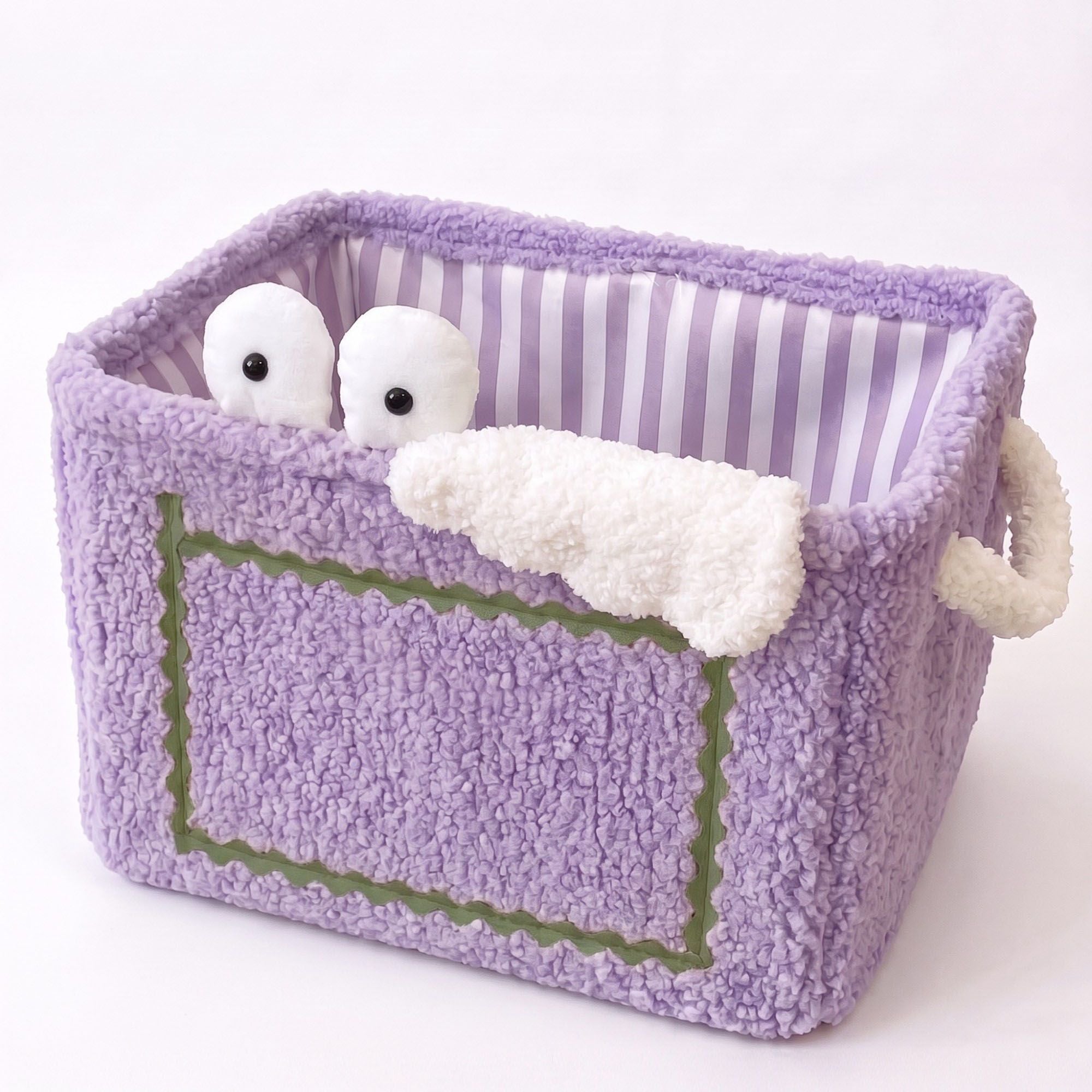 Cesto de Almacenamiento de Peluches para Niños con Asas y Bolsillo Frontal