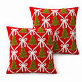 2 Pack Christmas Tree Bow Embroidered Velvet Pillow Covers