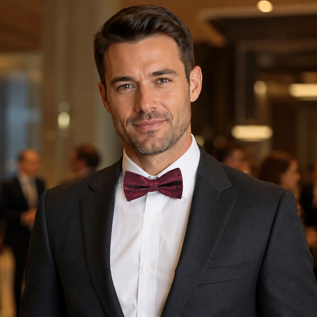 Pre Tied Paisley Bow Tie Adjustable Formal Suit and Tuxedo Accessory