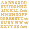 56 PCS Sequin Letter Iron On Patches A-Z Alphabet Varsity Letter Sewing Repair Preppy Glitter Hot-fix for Bag Shoes DIY Supplies