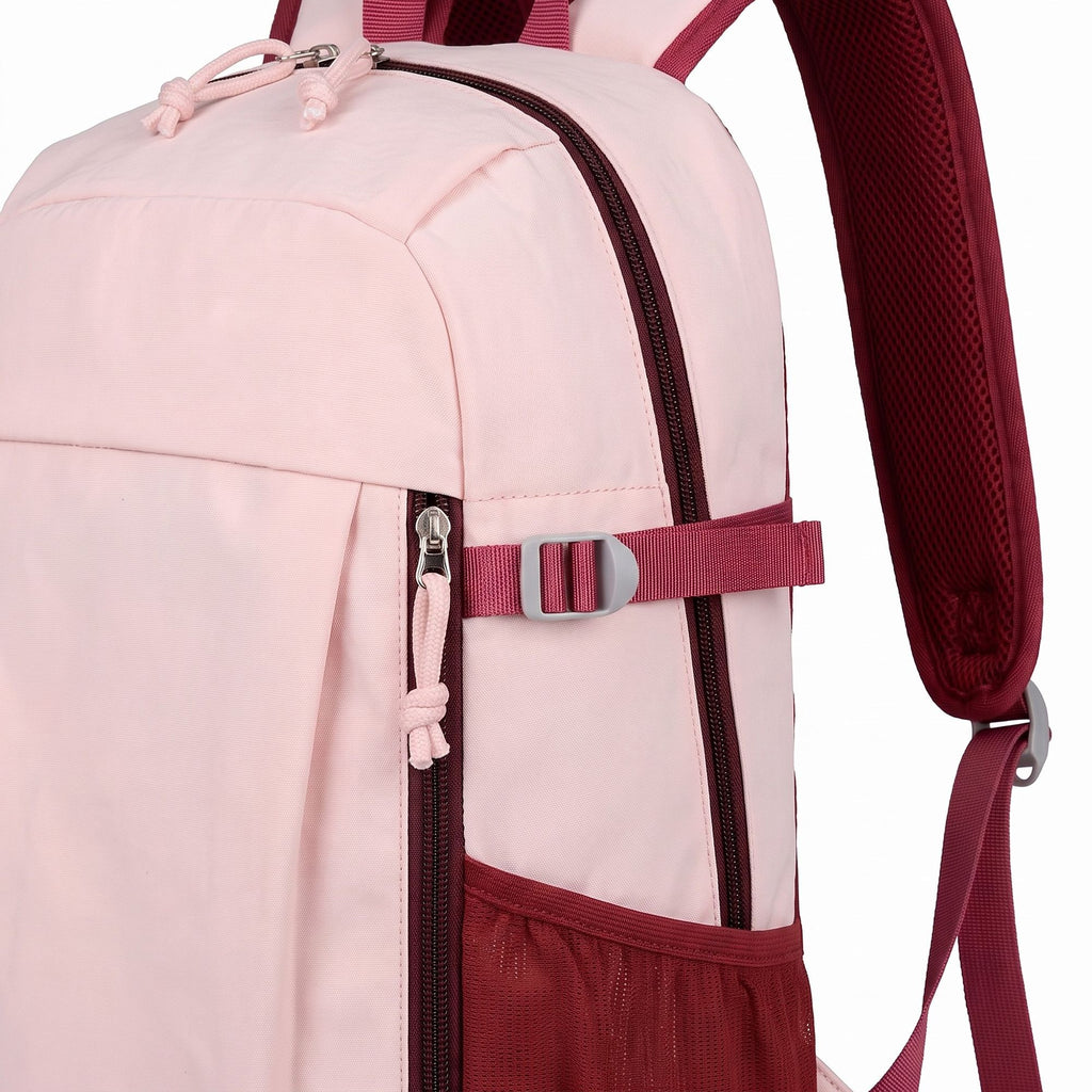 Everyday Backpack with Front Zip Pocket Side Mesh Pockets Padded Straps Top Hle