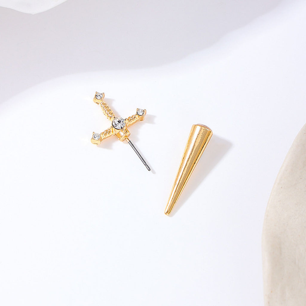 Women's Swords Drop Earrings with Crystals