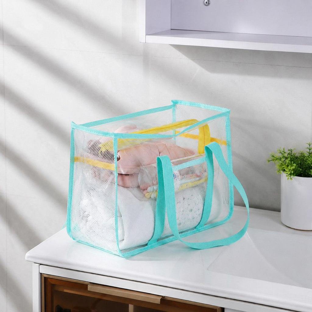 Clear PVC Beach Tote Bag with Front Pocket and Shoulder Handles