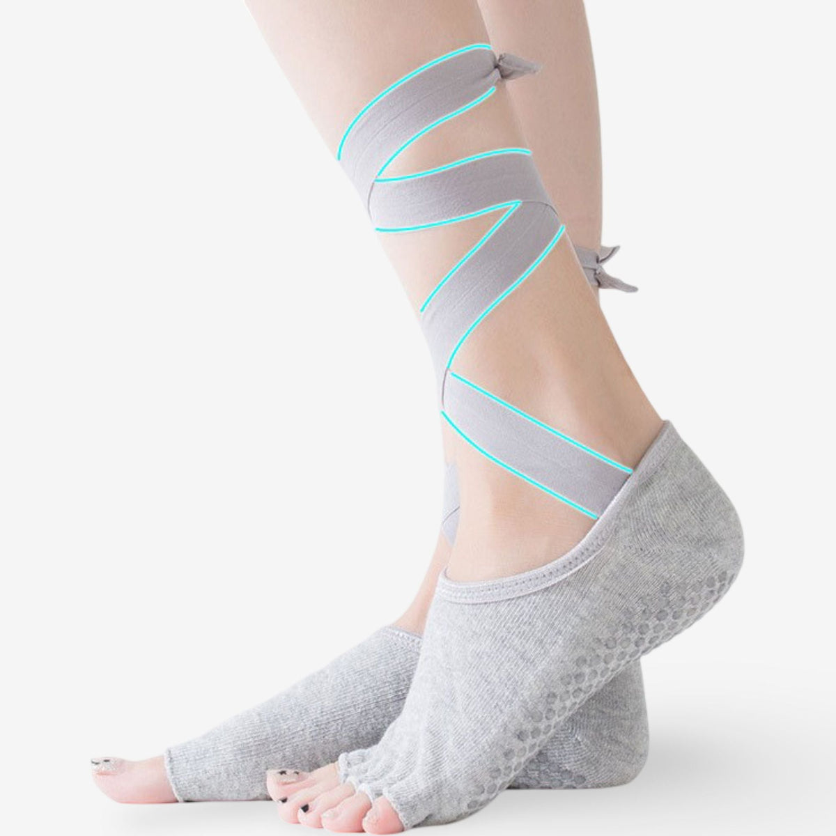 Tie-Strap Five-Toe Yoga Socks Non-Slip Pilates Socks 3 Pack