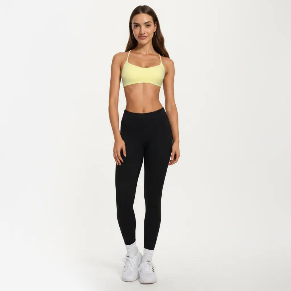 Anna-Kaci Active Women's Strappy Sports Bra with Adjustable Cross Back and Scoop Neck Front