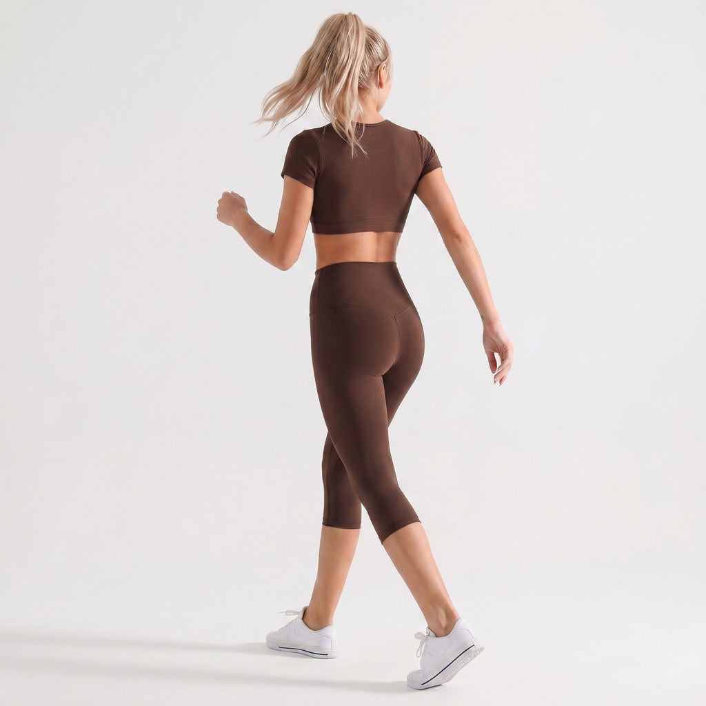 High Waist Capri Leggings with Wide Waistband Smooth Stretch Pull On Workout Yoga Pants