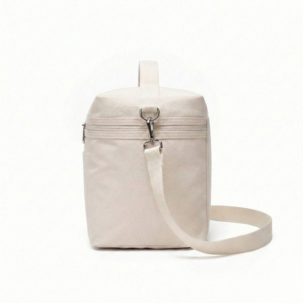 Anna-Kaci Women's Oxford Fabric Crossbody Utility Bag with Double Zipper Closure and Adjustable Shoulder Strap
