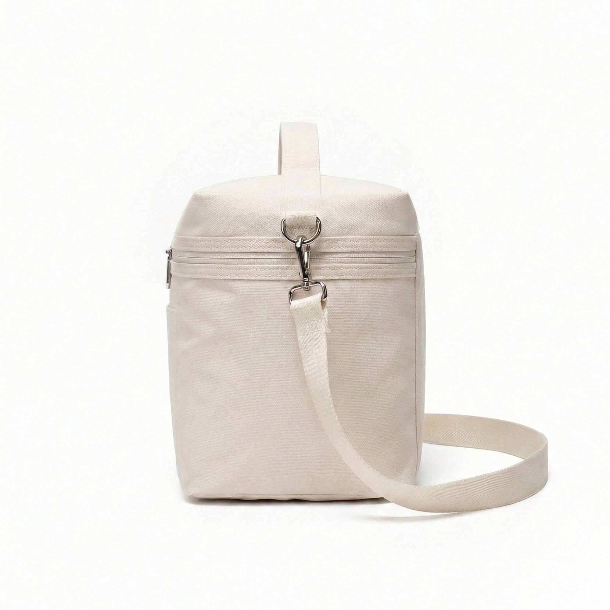 Anna-Kaci Women's Oxford Fabric Crossbody Utility Bag with Double Zipper Closure and Adjustable Shoulder Strap