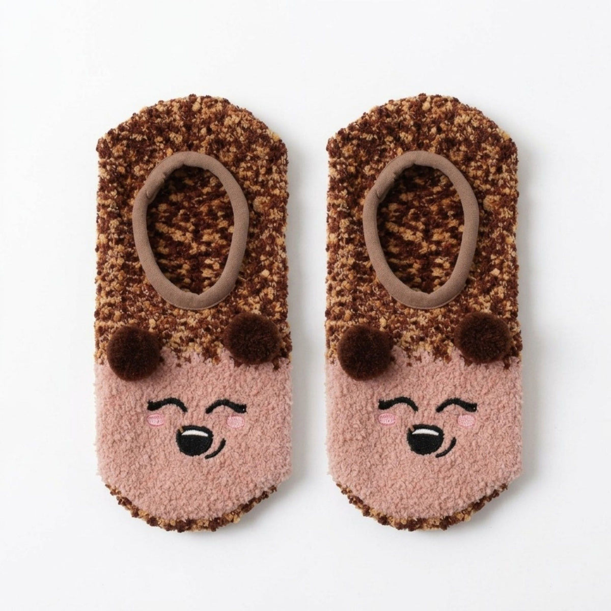 Fuzzy Bear Slipper Socks 2 Pair US 5-10.5