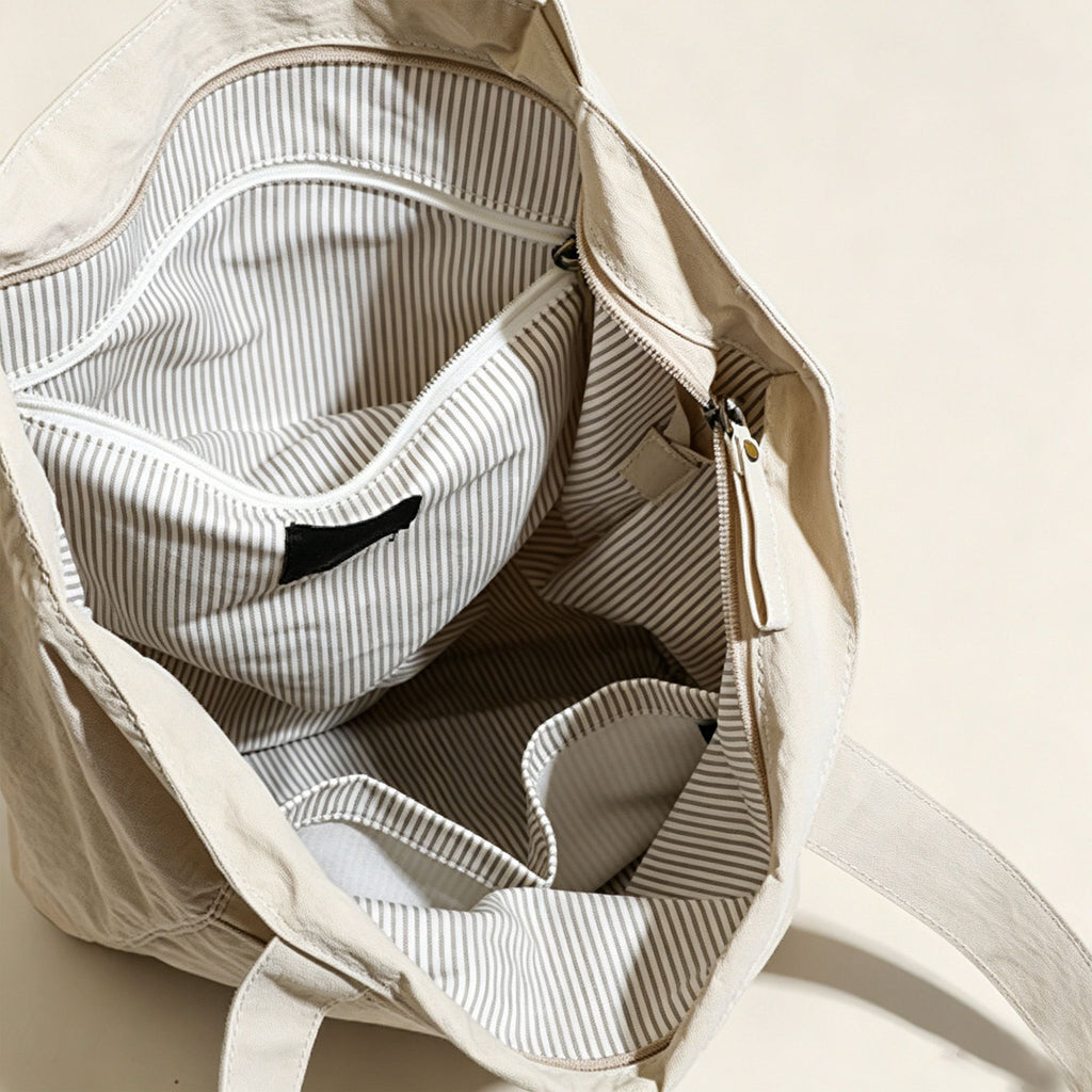 Lightweight Tote Bag with Front Pockets and Shoulder Handles