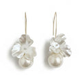 Women's Floral Drop Earrings with Sculpted Petal Design and Pearl Accent