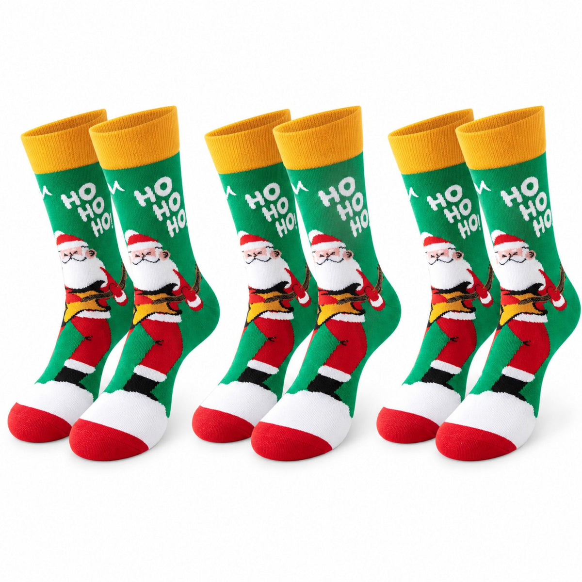 Holiday Novelty 3 Pack Crew Socks Assorted Festive Christmas Patterns
