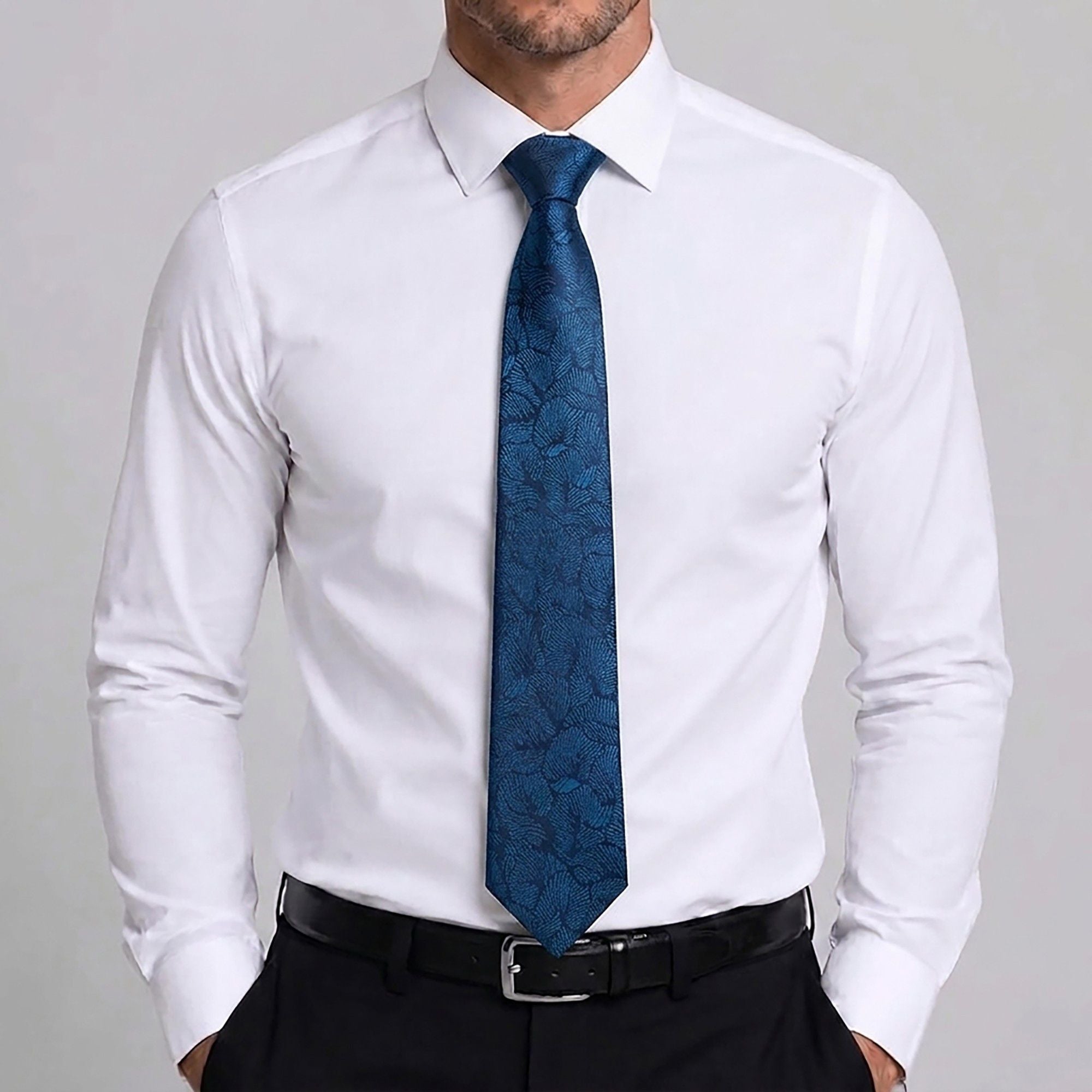 Men's Floral Print Tie with Woven Botanical Pattern and Classic Tapered Design