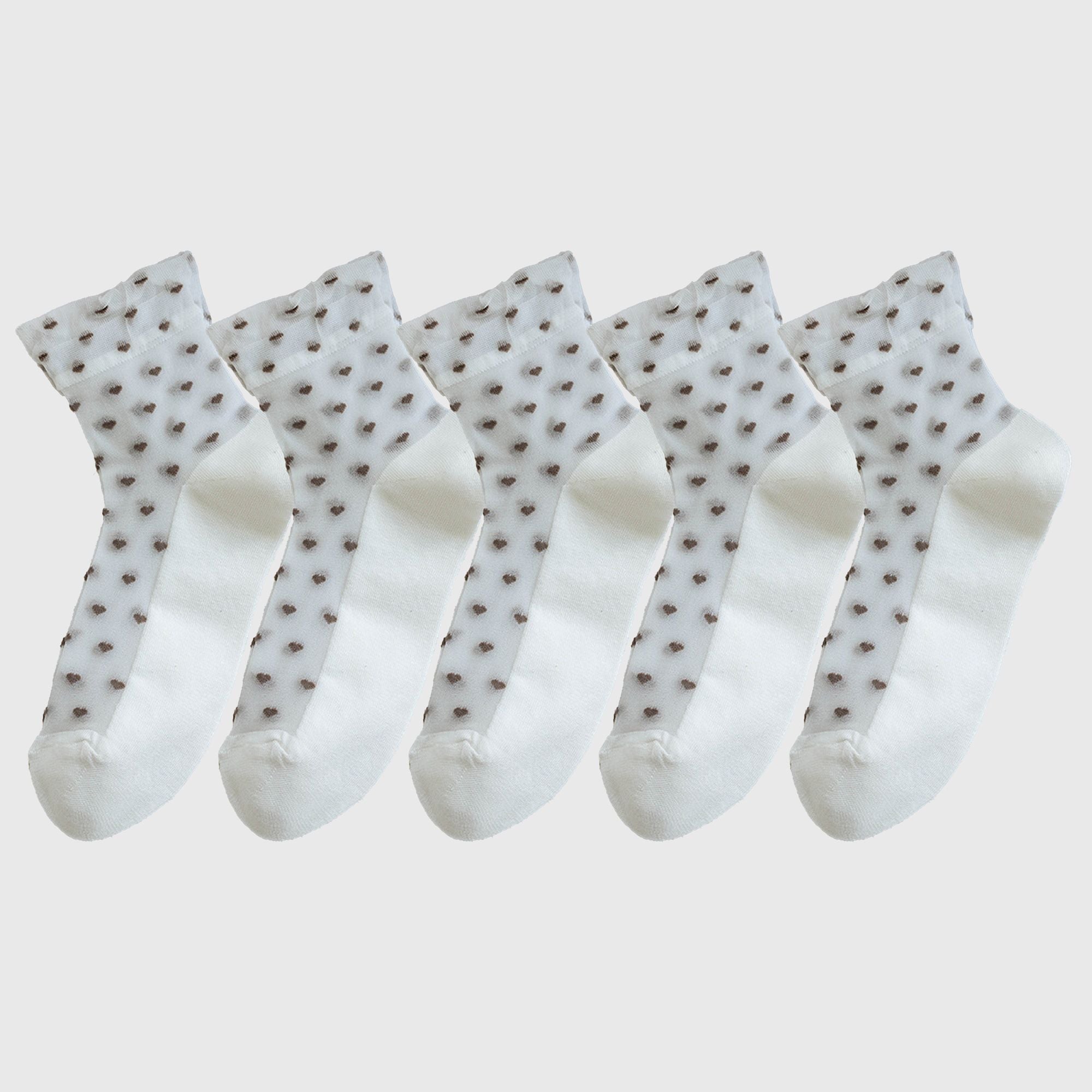 Anna-Kaci Women’s Sheer Crew Socks 5-Pack with Heart Pattern – Everyday Comfort Fit  Description: