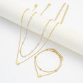 Women's Layered Necklace and Bracelet Set with Heart Charms and Pearl Accents