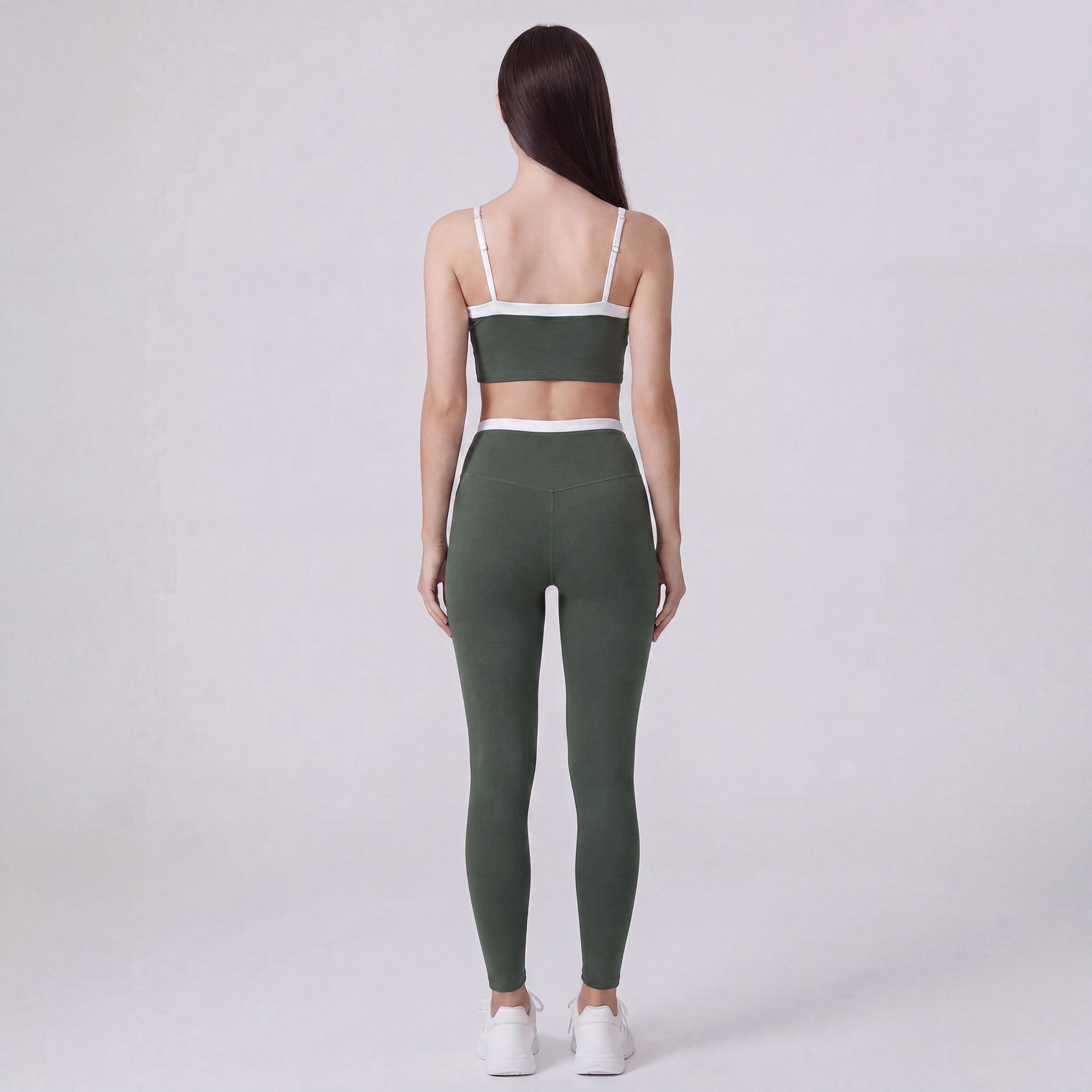 High Waist Contrast Waistband Full Length Active Leggings for Workouts and Everyday Wear