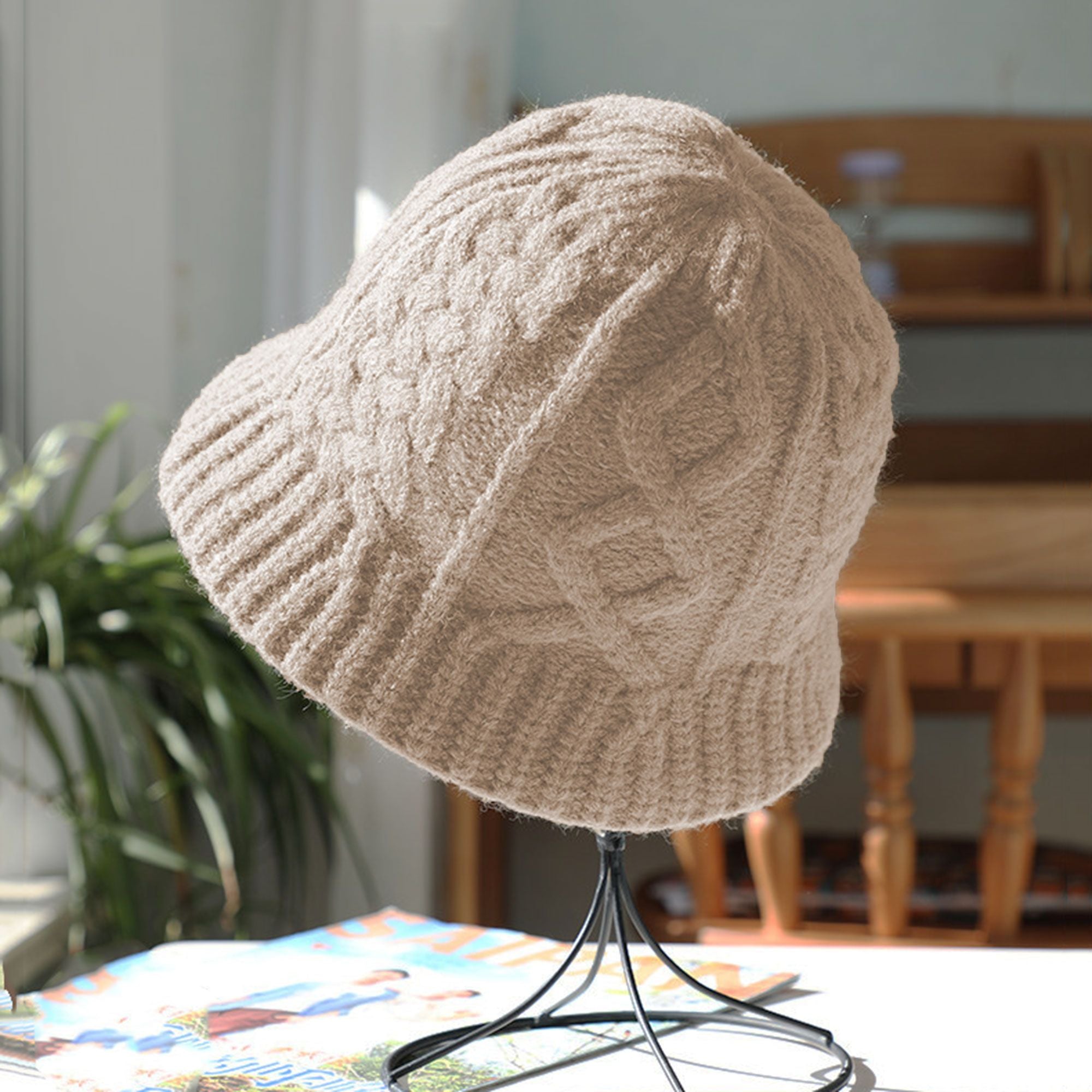 Anna-Kaci Women's Cable-Knit Bucket Hat - Soft Winter Hat for Casual Daily Wear