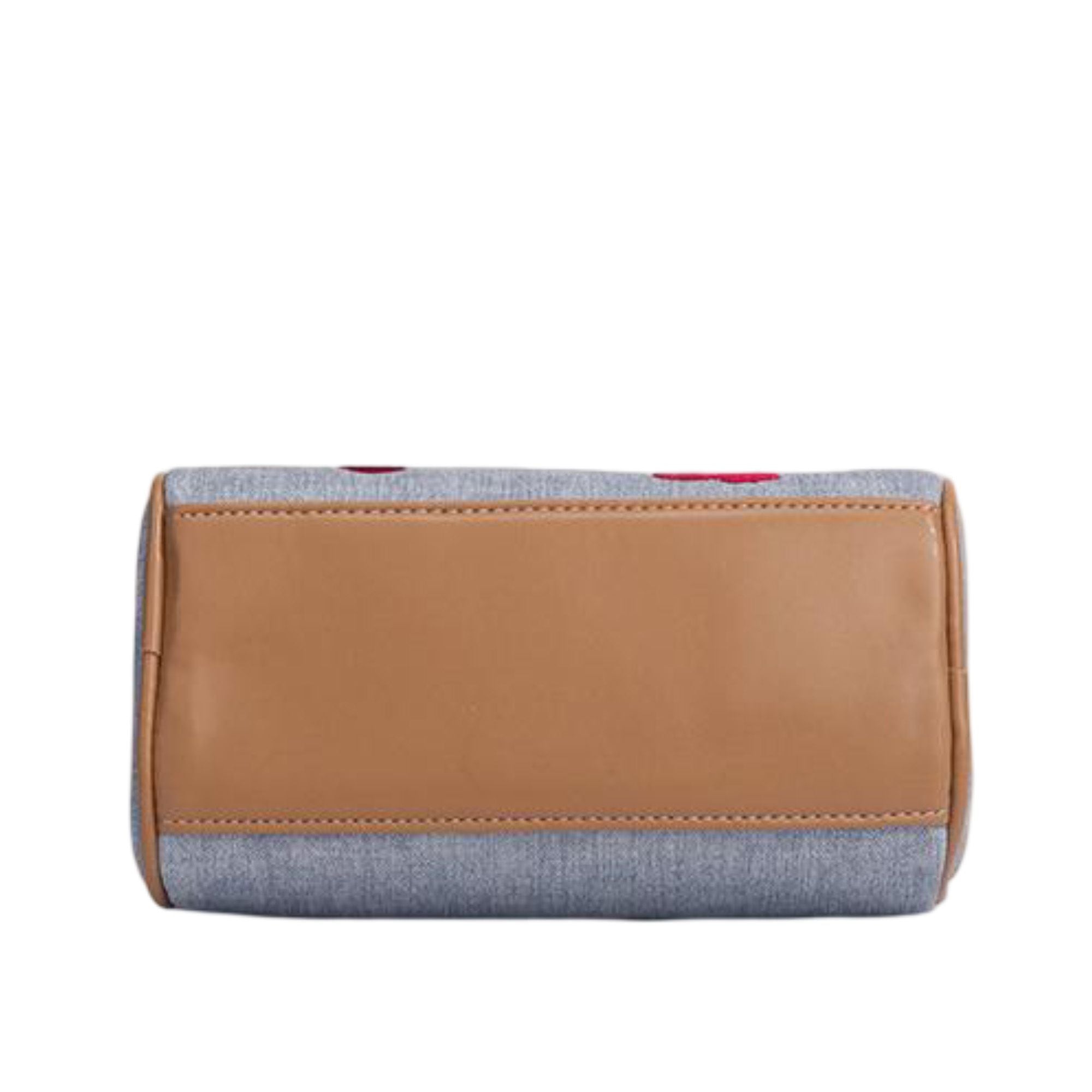 Denim Cherry Boston Handbag with Top Handles