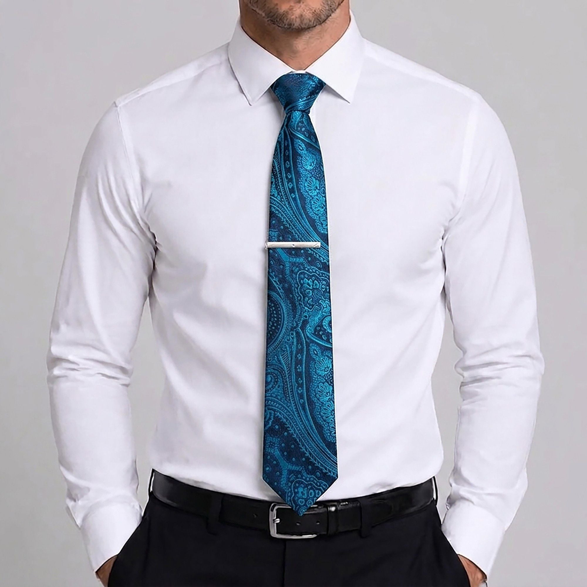 Men's Floral Print Tie with Woven Botanical Pattern and Classic Tapered Design