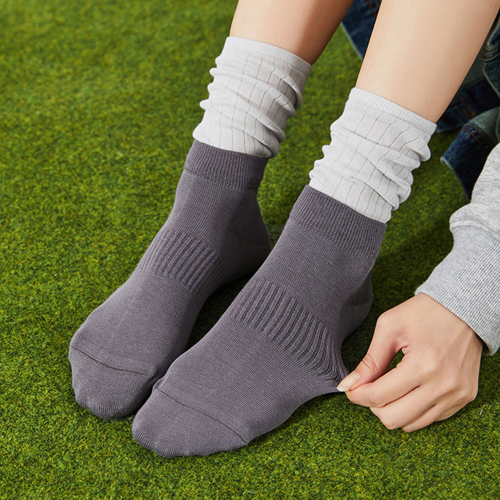 Anna-Kaci Women's Ribbed Crew Socks 3-Pack Soft Cotton Knit Breathable Casual Everyday Fit