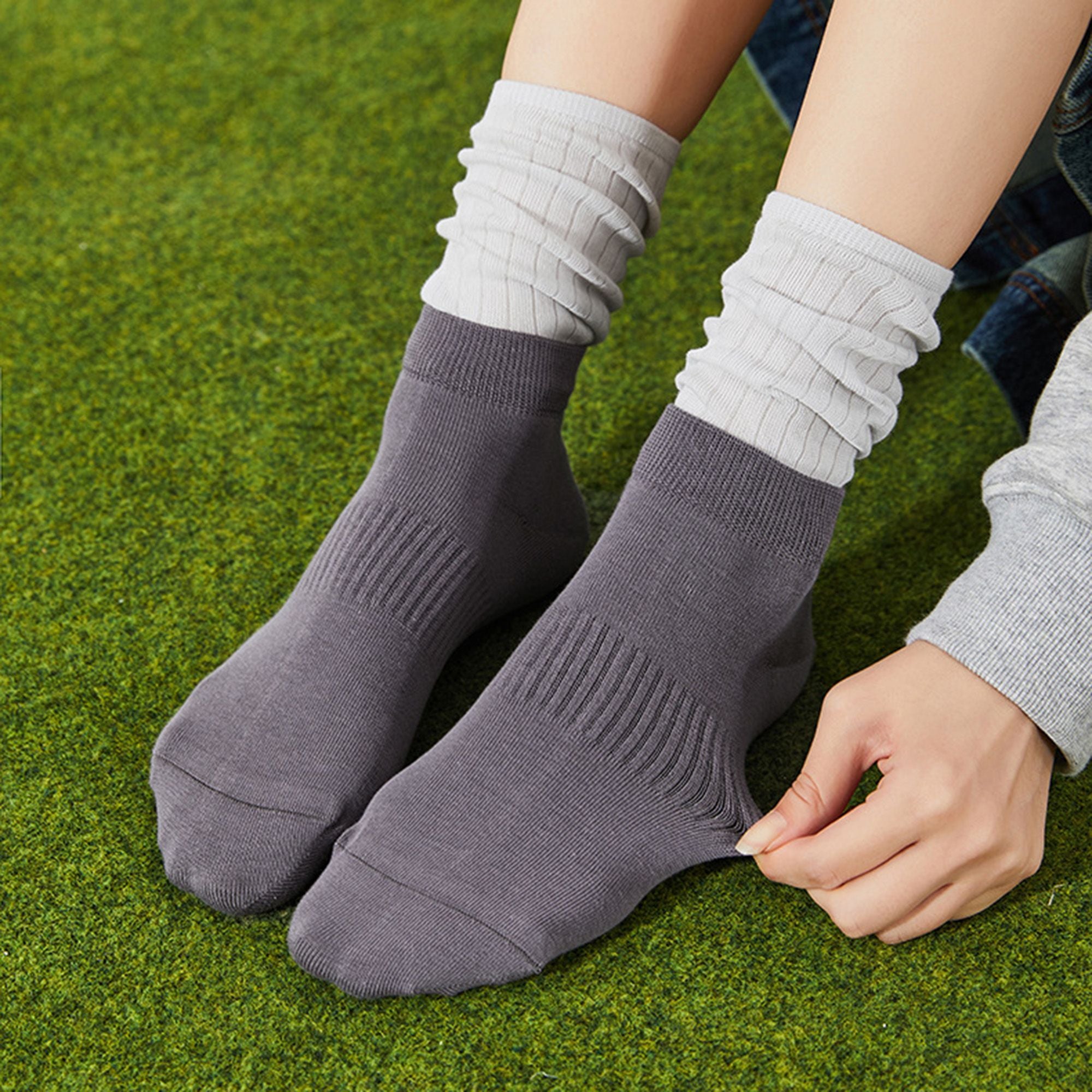 Anna-Kaci Women's Ribbed Crew Socks 3-Pack Soft Cotton Knit Breathable Casual Everyday Fit