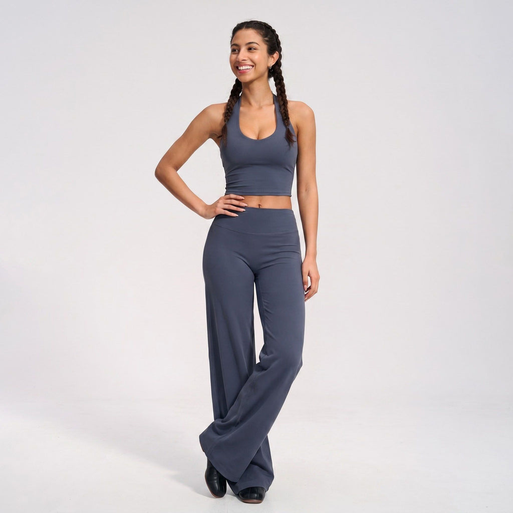 Padded Halter Longline Sports Bra Tank Top Scoop Neck Workout Yoga Crop Top