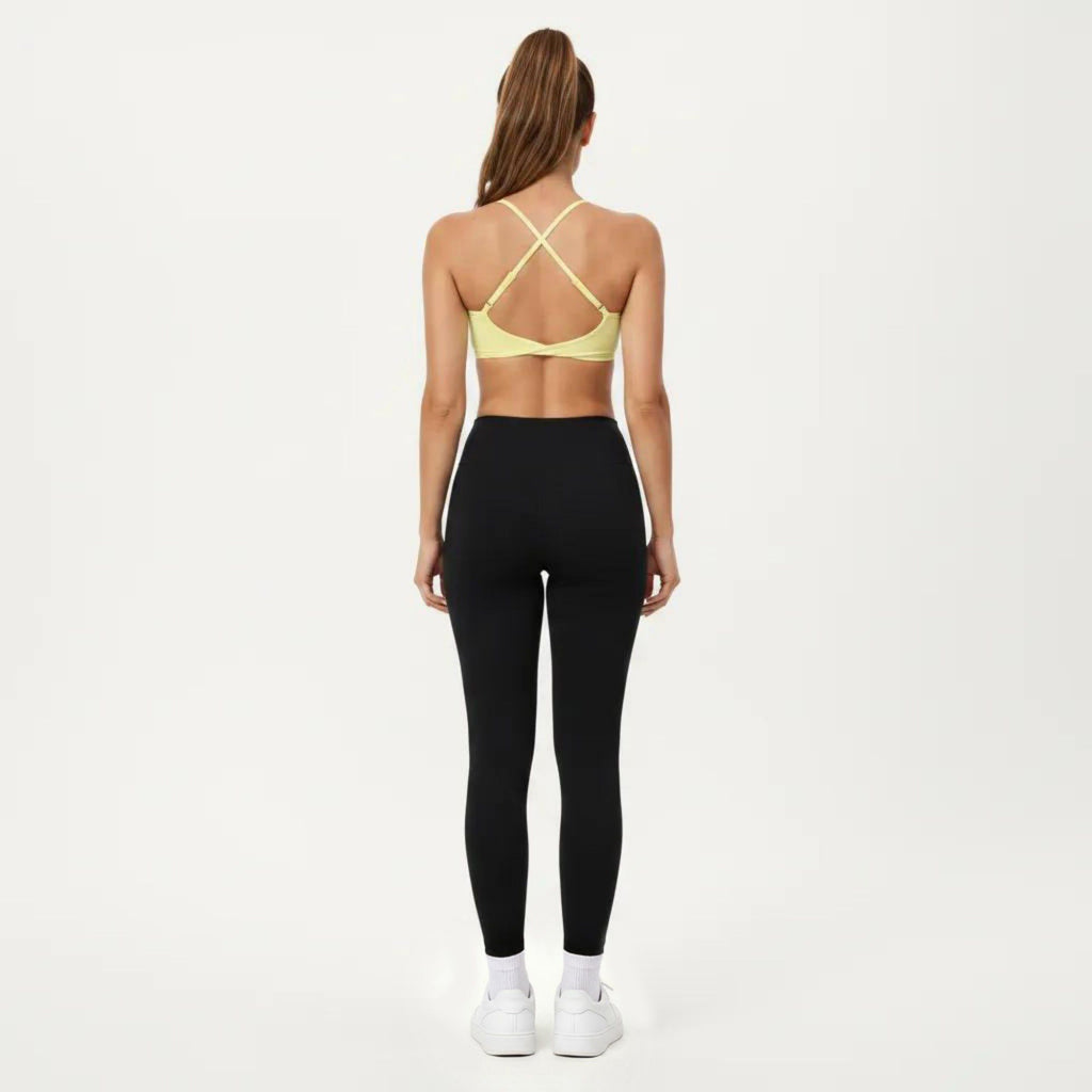 Anna-Kaci Active Women's Strappy Sports Bra with Adjustable Cross Back and Scoop Neck Front