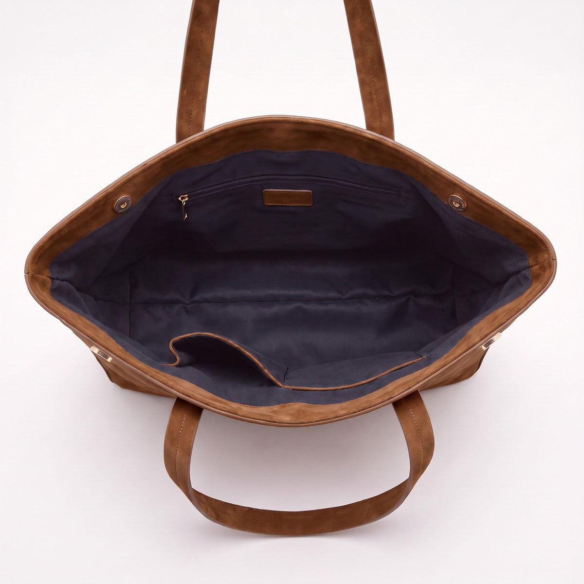 Large Shoulder Tote Bag with Foldover Flap and Interior Pockets