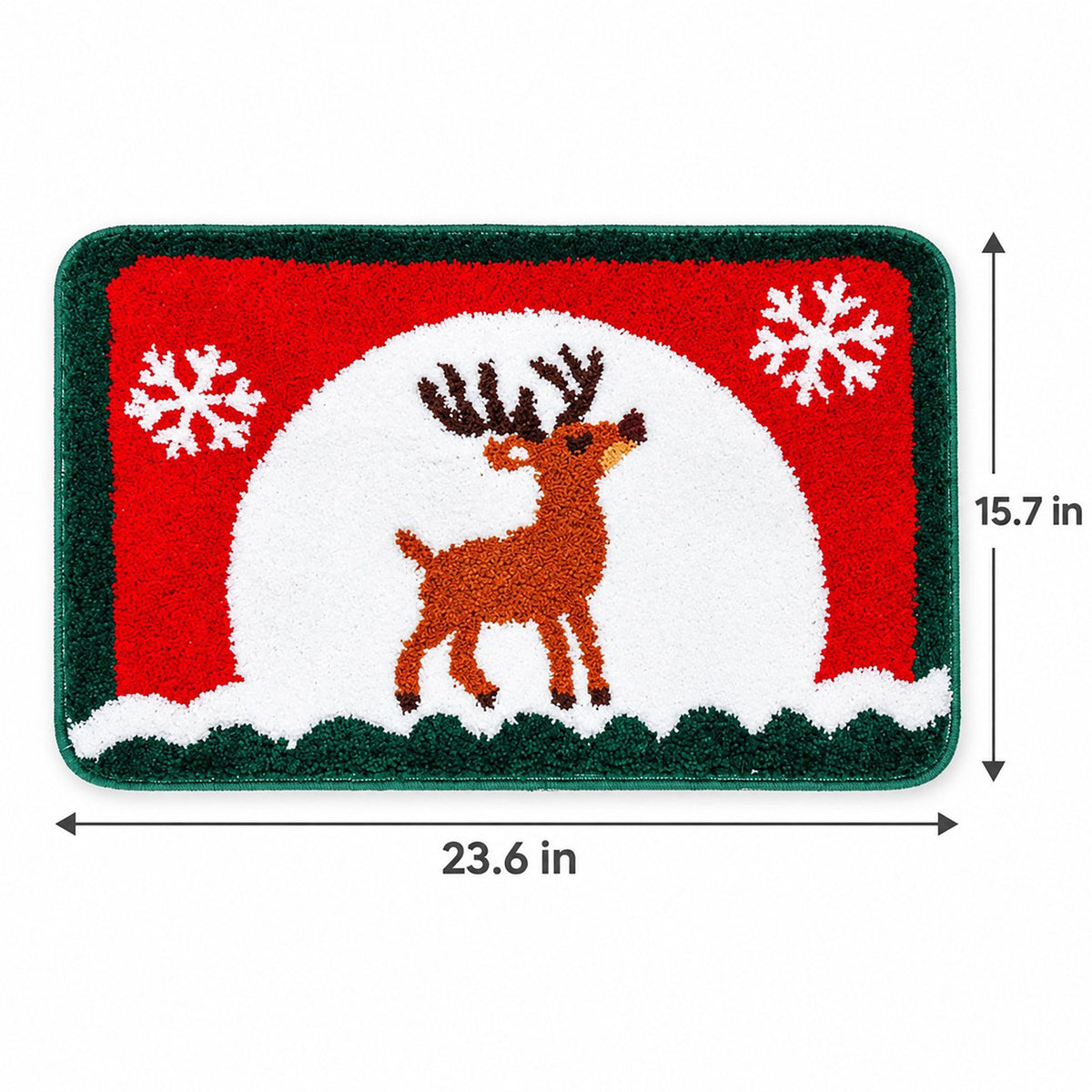 Christmas Gingerbread and Reindeer Tufted Bath Rug with Nonslip Backing 15.7 x 23.6 in