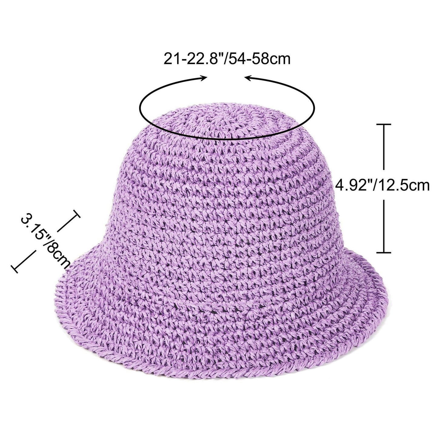Anna-Kaci Crochet Raffia Bucket Hat Lightweight Foldable Wide Brim Sun Hat for Stylish Summer Protection